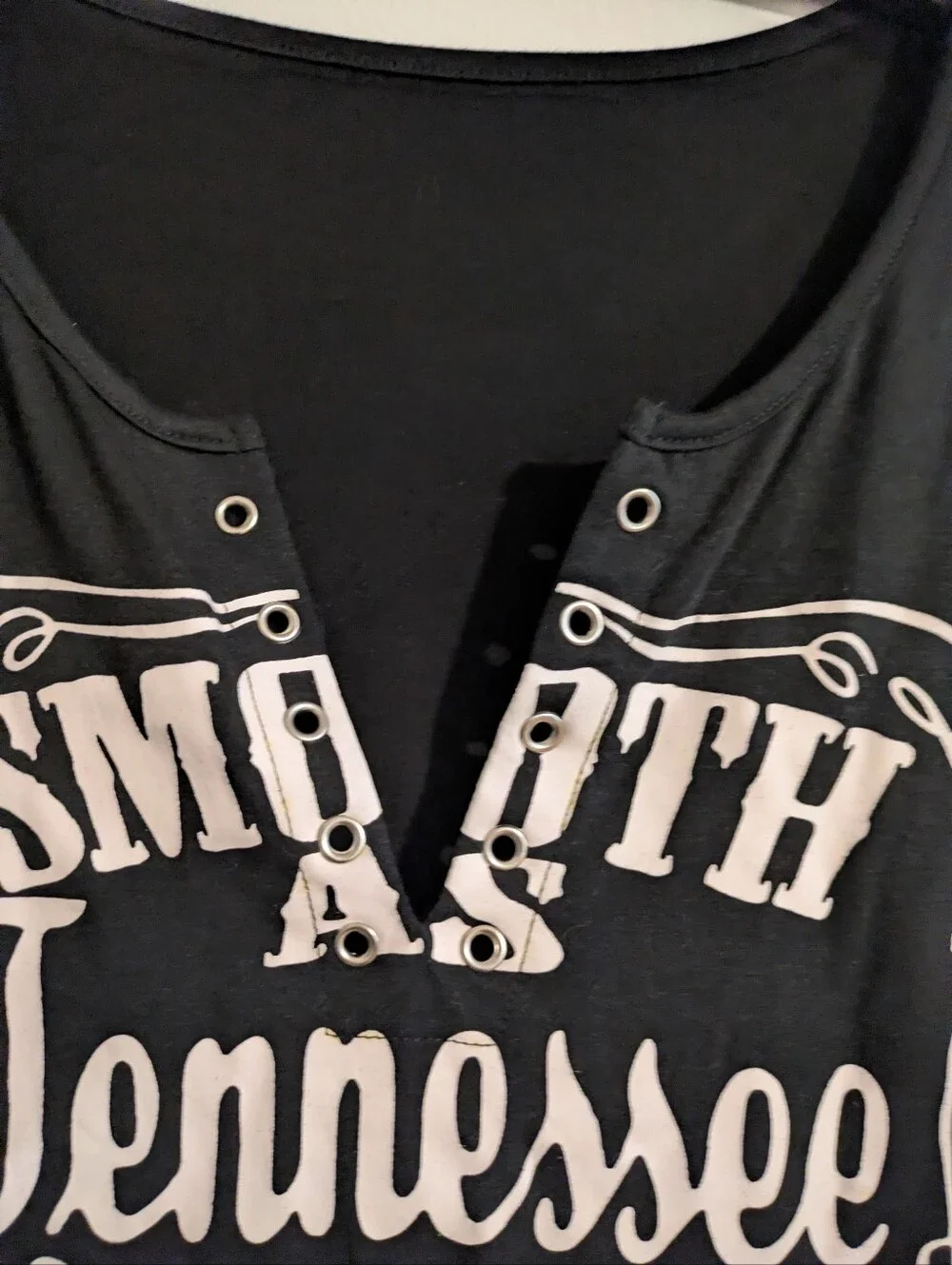 Tennessee Whiskey Strawberry Wine Lace Up Top Black XL Country